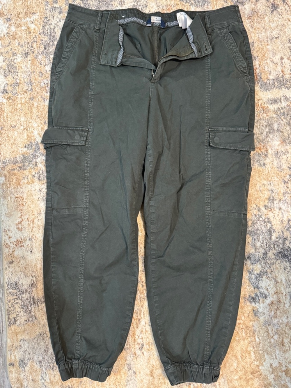Denver Hayes Olive Green Cargo Pants with Elastic Ankles
